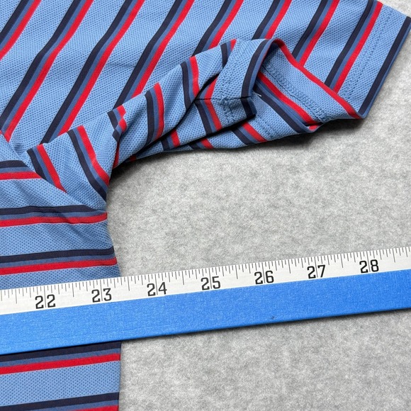 KJUS Polo Shirt Mens XL 54 Blue Stripe Comfort‎ Short Sleeve Performance Golf * - Picture 8 of 11